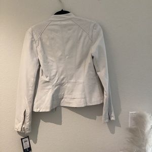 Black Rivet Cream Leather Jacket